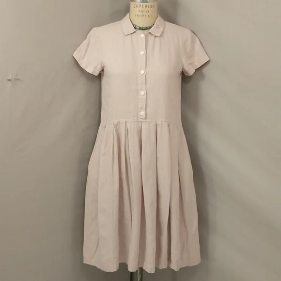 Offon | Dresses | Offon 0 Linen Dress High Quality Ethical Sustainable  Pastel Pink Pleated Midi | Poshmark